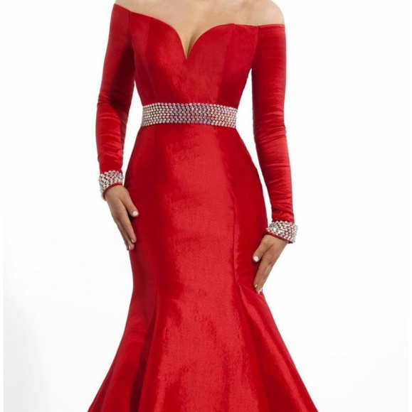 Rachel Allan off shoulder black pageant prom gown - Picture 5 of 5